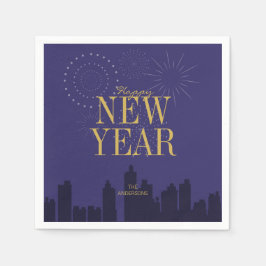 Servilleta De Papel Moderno Skyline Happy New Year's Paper Napkins
