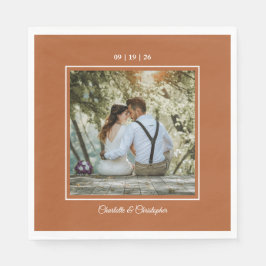 Servilleta De Papel Moderno Terracota Brunt Naranja Boda Caída