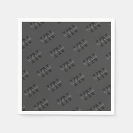 Servilleta De Papel Moderno Tiled Dark Gray Monogramed Name/other Text