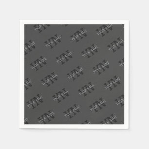 Servilleta De Papel Moderno Tiled Dark Gray Monogramed Name/other Text