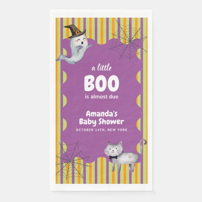 Servilleta De Papel Moderno, un pequeño gato fantasma de Baby Shower (Anverso)