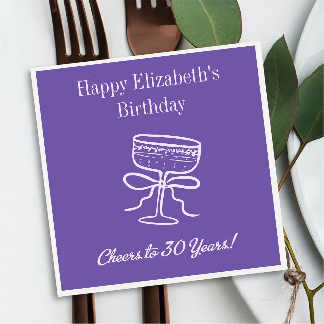 Servilleta De Papel Moderno Violeta Saluda a las servilletas de cumple (Subido por el creador)