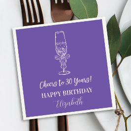 Servilleta De Papel Moderno Violeta Saluda a las servilletas de cumple