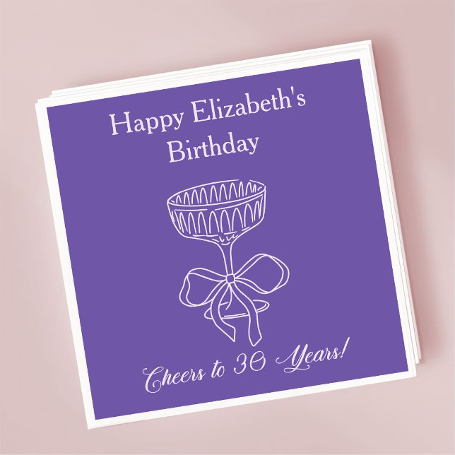 Servilleta De Papel Moderno Violeta Saluda a las servilletas de cumple (Subido por el creador)