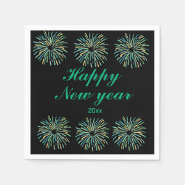 Servilleta De Papel Moderno y elegante año nuevo feliz negro