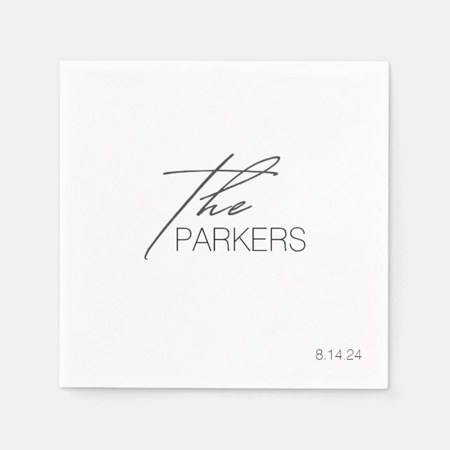 Servilleta De Papel Moderno y elegante apellido boda personalizada sim (Anverso)