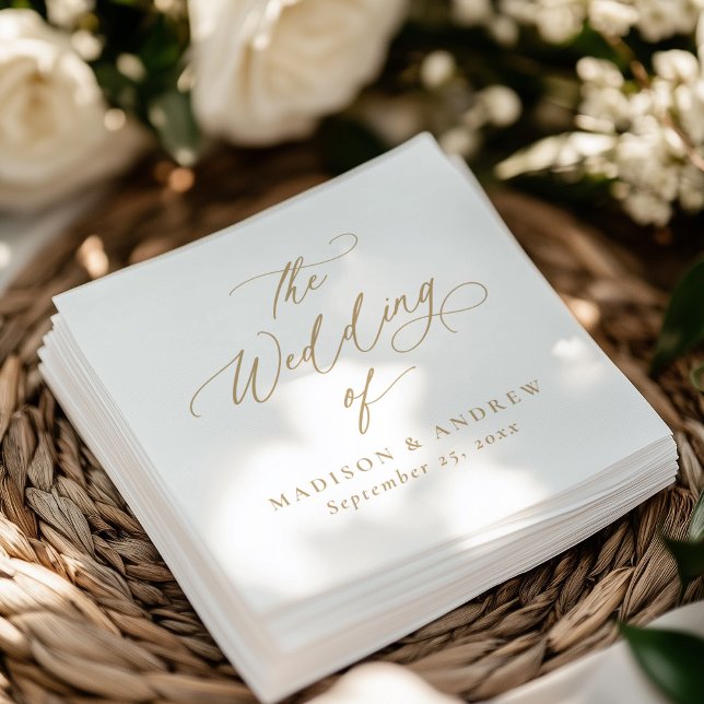 Servilleta De Papel Moderno y elegante Boda de caligrafía de oro (Subido por el creador)