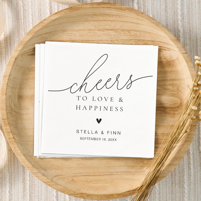 Servilleta De Papel Moderno y elegante guión anima al Boda (Modern Elegant Script Cheers Wedding Napkins)