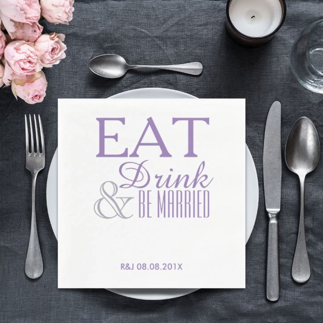 Servilleta De Papel moderno y elegante marisma de bodas púrpura lilac  (modern elegant pastel lilac purple wedding favor paper napkins)