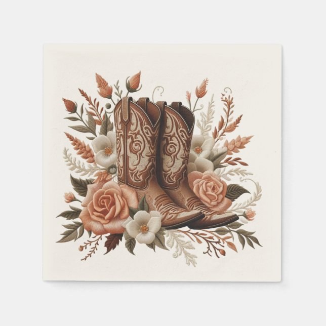 Servilleta De Papel Moderno y elegante País Occidental - Flores (Anverso)