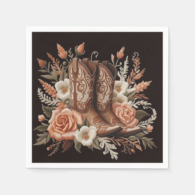 Servilleta De Papel Moderno y elegante País Occidental - Flores (Anverso)