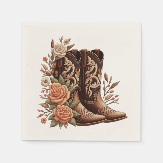 Servilleta De Papel Moderno y elegante País Occidental - Flores (Anverso)