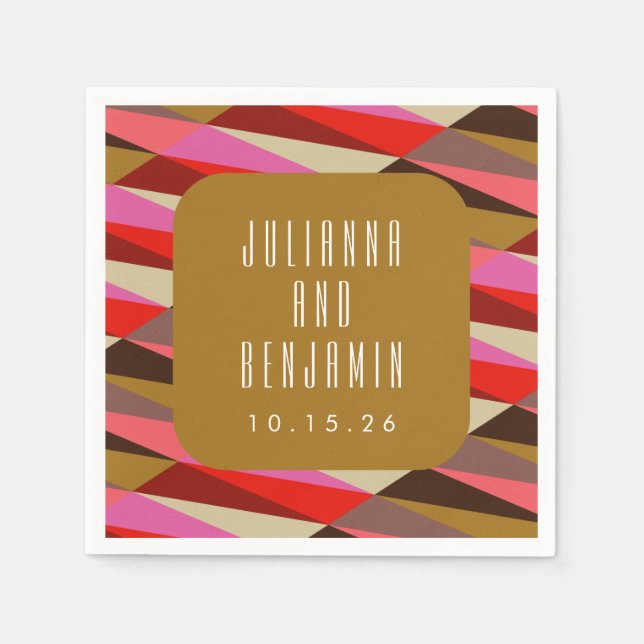 Servilleta De Papel Moderno y elegante Personalizado de Boda geométric (Anverso)