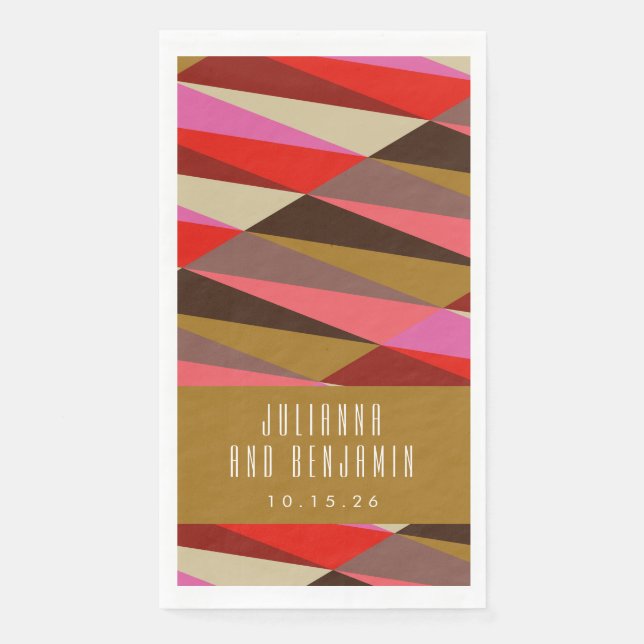 Servilleta De Papel Moderno y elegante Personalizado de Boda geométric (Anverso)