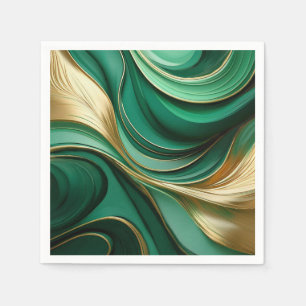 Servilleta De Papel Moderno y elegante verde y dorado-