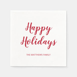 Servilleta De Papel Moderno y grueso guión rojo Feliz feriado Navidade