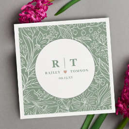 Servilleta De Papel Moderno y sencillo Boda de estilo floral verde