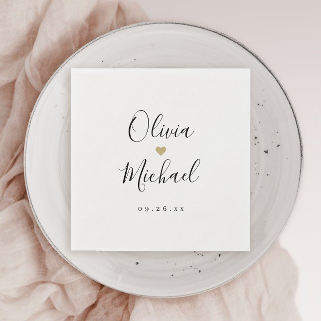 Servilleta De Papel Moderno y simple escritura elegante parejas de gui (Modern simple elegant script couples names wedding napkins)