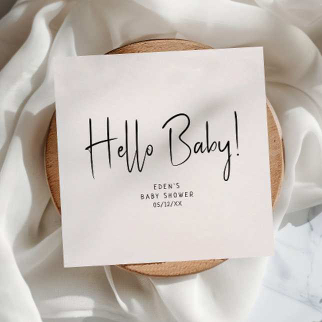 Servilleta De Papel Moderno y simple Neutral Hola Baby Shower Napkins (Subido por el creador)