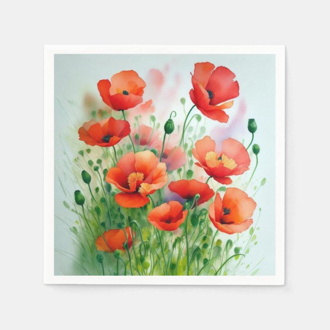 Servilleta De Papel Mohnblumenwiese, Aquarell -   (Anverso)