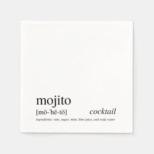 Servilleta De Papel Mojito Cita moderna Típografía negra cóctel