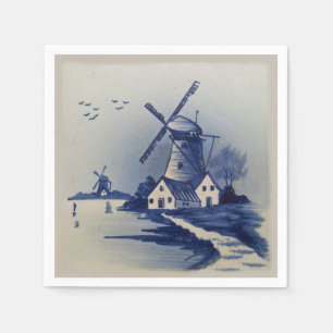Servilleta De Papel Molino de viento azul vintage Delft