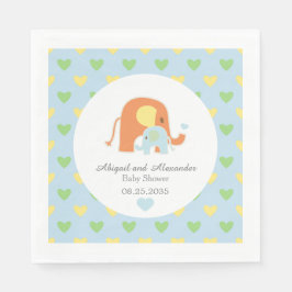 Servilleta De Papel Mom and Blue Elephant Baby Shower Napkin