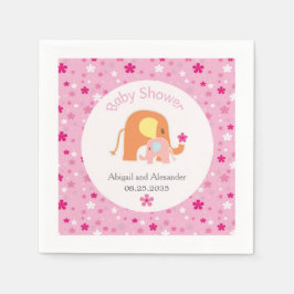Servilleta De Papel Mom and Pink Elephant Baby Shower Napkin