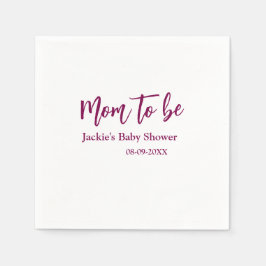 Servilleta De Papel Mom to be baby shower name date pink simple minima