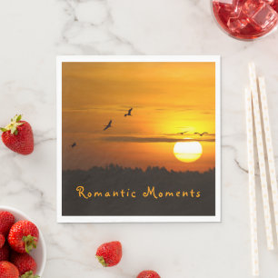Servilleta De Papel Momentos románticos grullas al amanecer foto con t