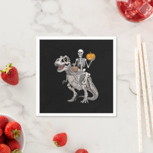 Servilleta De Papel Momia de esqueleto montando Dinosaurio T rex Hallo