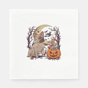 Servilleta De Papel Momia de Halloween Bulldog Francés Calabaza Carame