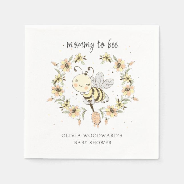 Servilleta De Papel Mommy To Bee Baby Shower  (Anverso)