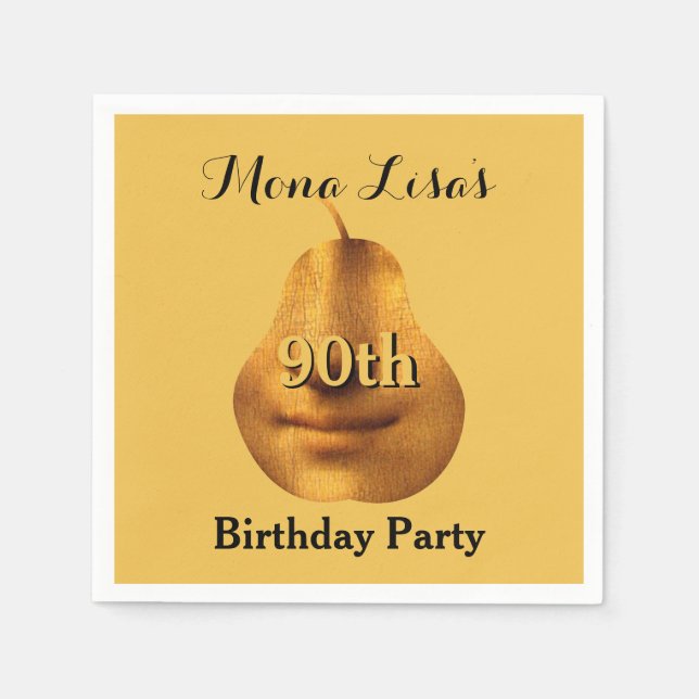 Servilleta De Papel Mona Lisa 90th Birthday Party Paper Napkins (Anverso)