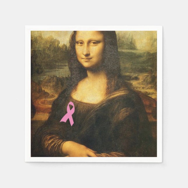 Servilleta De Papel Mona Lisa Con Cinta Rosa (Anverso)