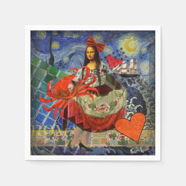 Servilleta De Papel Mona Lisa Fun Zodiac Whimsical (Anverso)