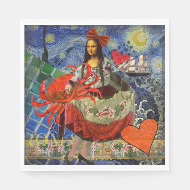 Servilleta De Papel Mona Lisa Fun Zodiac Whimsical (Anverso)