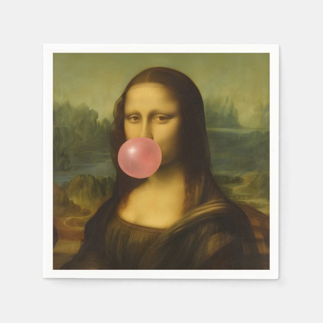 Servilleta De Papel Mona Lisa Soplando Goma Rosa (Anverso)