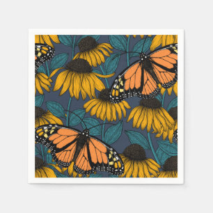 Servilleta De Papel Monarch butterfly on yellow coneflowers