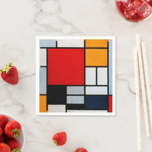 Servilleta De Papel Mondrian - Composición con plano rojo grande