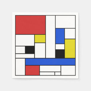 Servilleta De Papel Mondrian Lines White Cocktail Paper Napkins