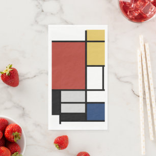 Servilleta De Papel Mondrian Pintura de Plano Rojo Amarillo Azul Gris