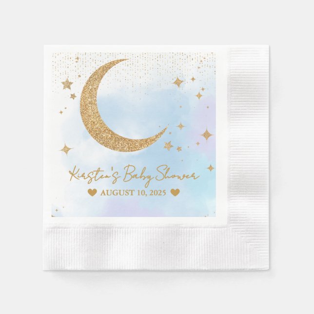 Servilleta De Papel Monedas de Baby Shower de Moon & Stars (Anverso)
