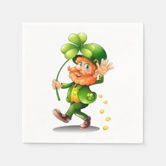 Servilleta De Papel Monedas de oro y Leprechaun de San Patricio