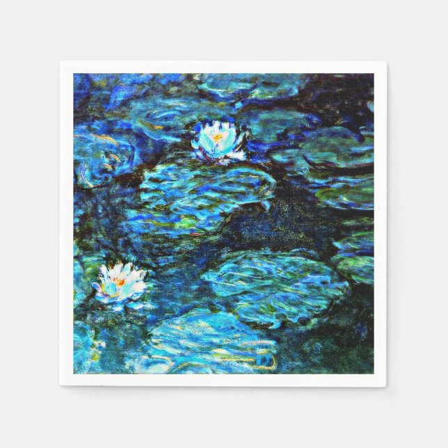 Servilleta De Papel Monet - Azul de los Lilies de Agua (Anverso)