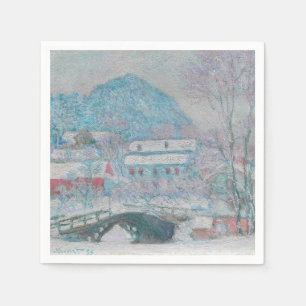 Servilleta De Papel Monet - Noruega, aldea Sandviken en la nieve