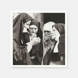 Servilleta De Papel Monjas fumando foto antigua