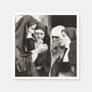 Servilleta De Papel Monjas fumando foto antigua