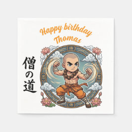 Servilleta De Papel Monk Martial Arts Anime Chibi Gamer Birthday