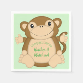 Servilleta De Papel Monkey Baby Shower Green